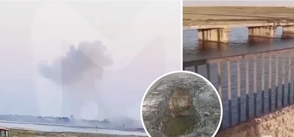 Піднявся дим: з’явилися кадри перших хвилин після удару по Чонгарському мосту