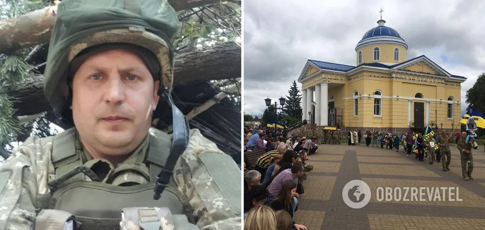 На Чернігівщині на колінах попрощались із воїном ЗСУ, який загинув в боях за Україну. Фото