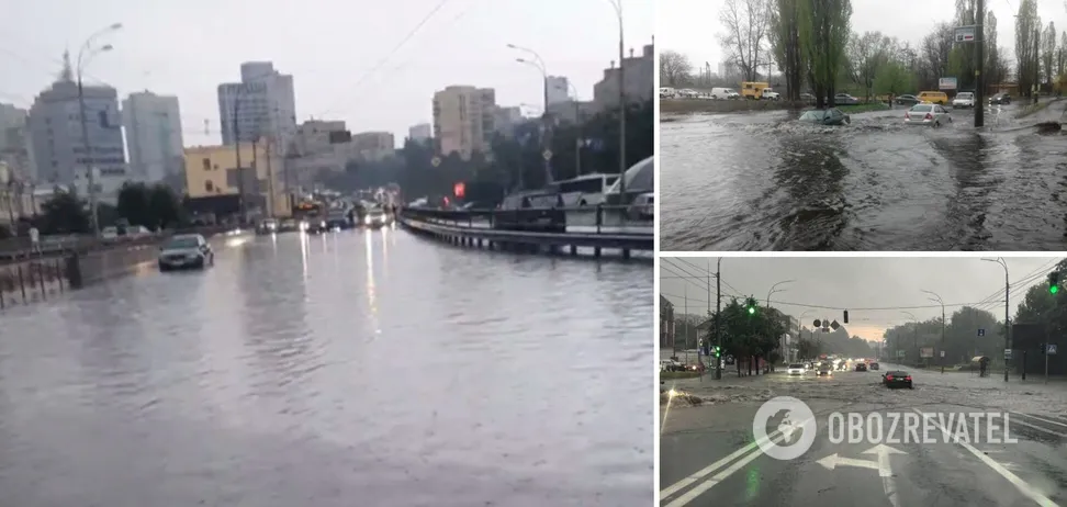 Людям важко пройти по вулиці! Київ затопило: як жителі столиці дають собі раду з великою водою. Відео