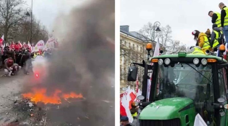 Антиукраїнські плакати і підпалені шини! У Варшаві відбувається масштабна і дуже агресивна акція протесту фермерів: вимоги незмінні